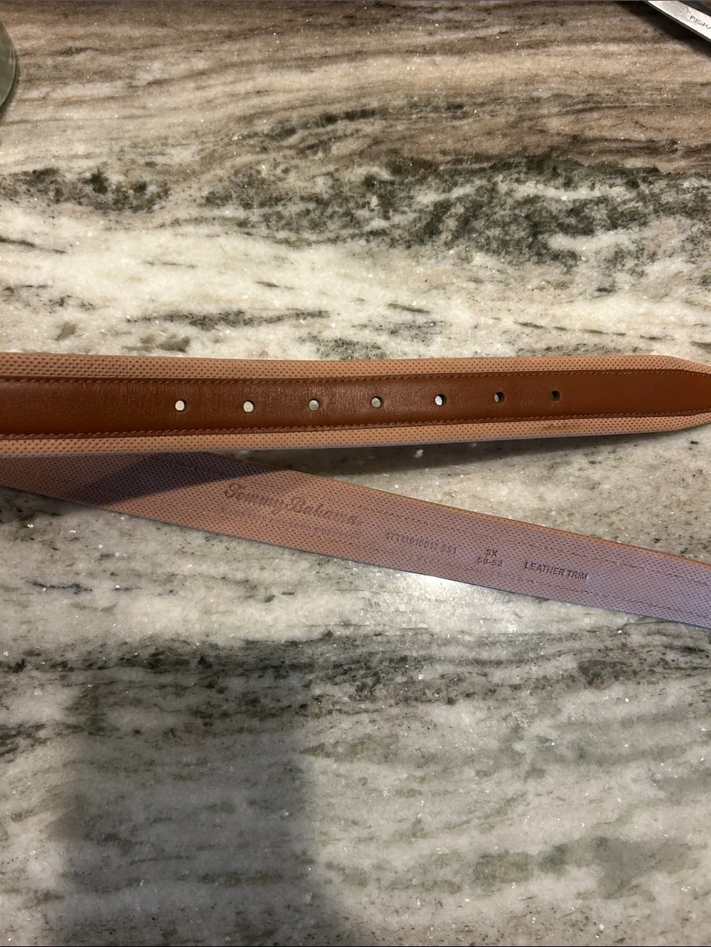 Tommy Bahama Brown Leather Belt with Light Tan Edge